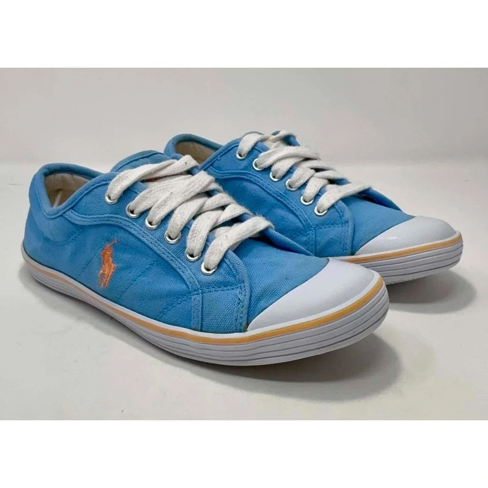 Polo Ralph Lauren Marin Canvas Sneakers Womens Size 7B Blue Low Top Lace Up Pony